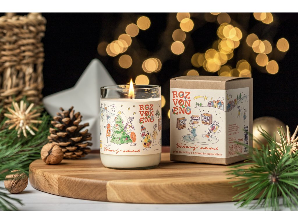 Rozvoněno - VOŇAVÝ ADVENT - přírodní svíčka s mandlí, muškátovým oříškem a vanilkou
