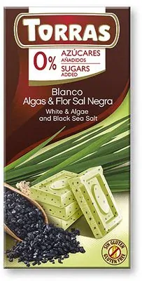 Torras Bílá čokoláda s chlorelou a černou mořskou solí 75 g