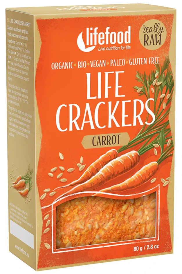 Bio raw slané krekry Mrkvánky Lifefood 80 g