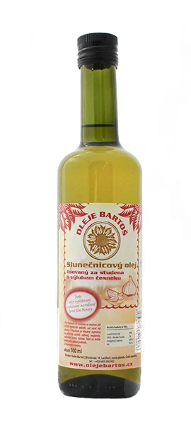 Slunečnicový olej s česnekem,lisovaný za studena, 500ml BARTOŠ