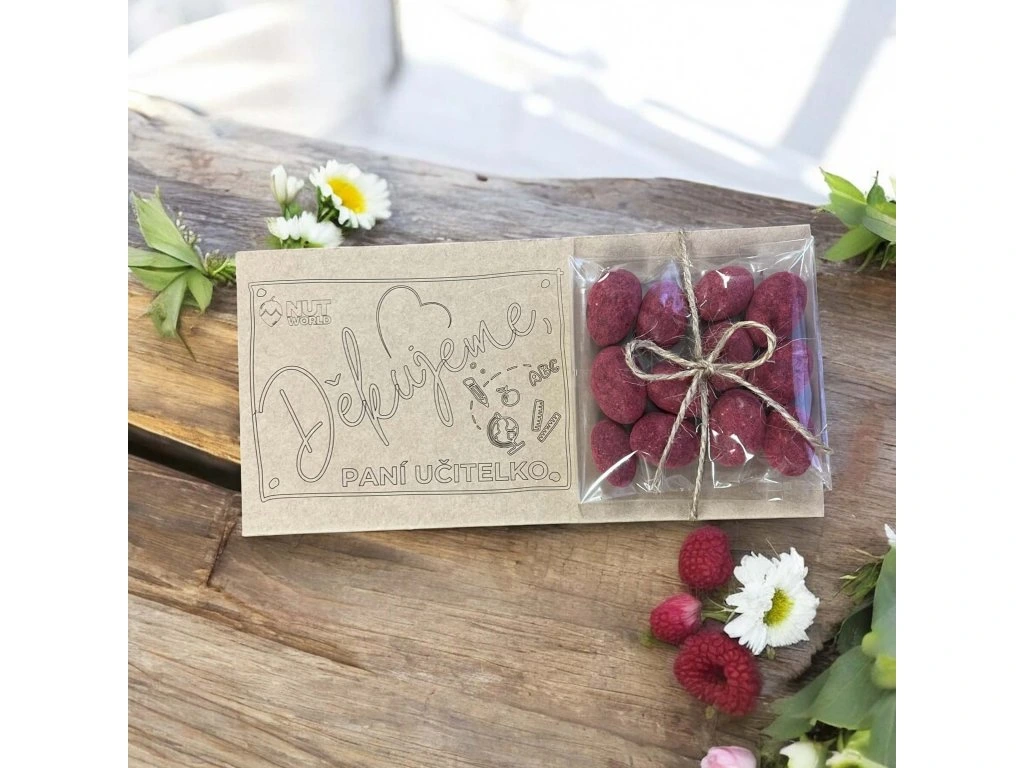 Dárková kazetka Mandle Malina 50g - PRO PANÍ UČITELKU