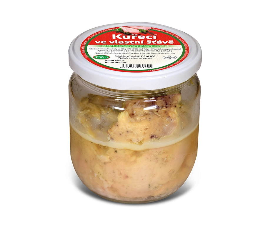 Kuřecí maso ve vlastní šťávě ve skle, 250 g