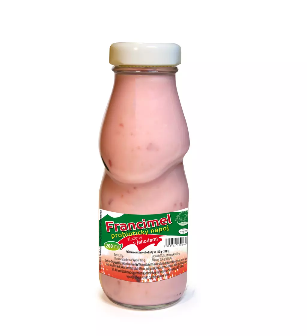 Probiotický jogurtový nápoj Francimel - jahoda, 200 ml