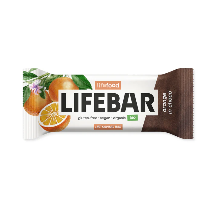 Tyčinka Lifebar pomeranč v čokoládě RAW 40 g BIO LIFEFOOD