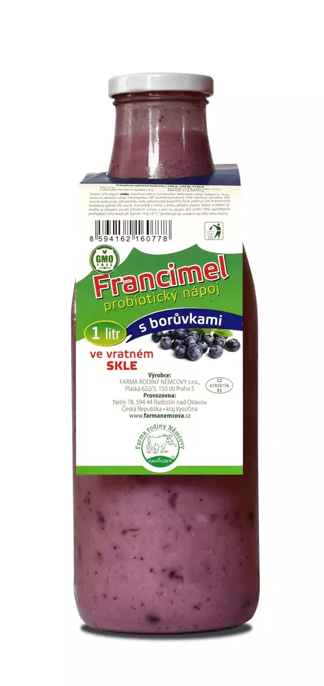 Probiotický jogurtový nápoj Francimel - borůvka, 1 l