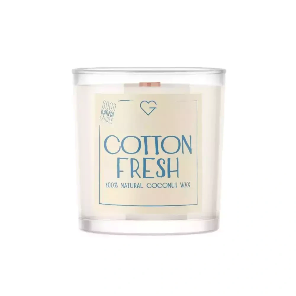 Svíčka cotton fresh s dřevěným praskajícím knotem - svěží bavlna, 50 g