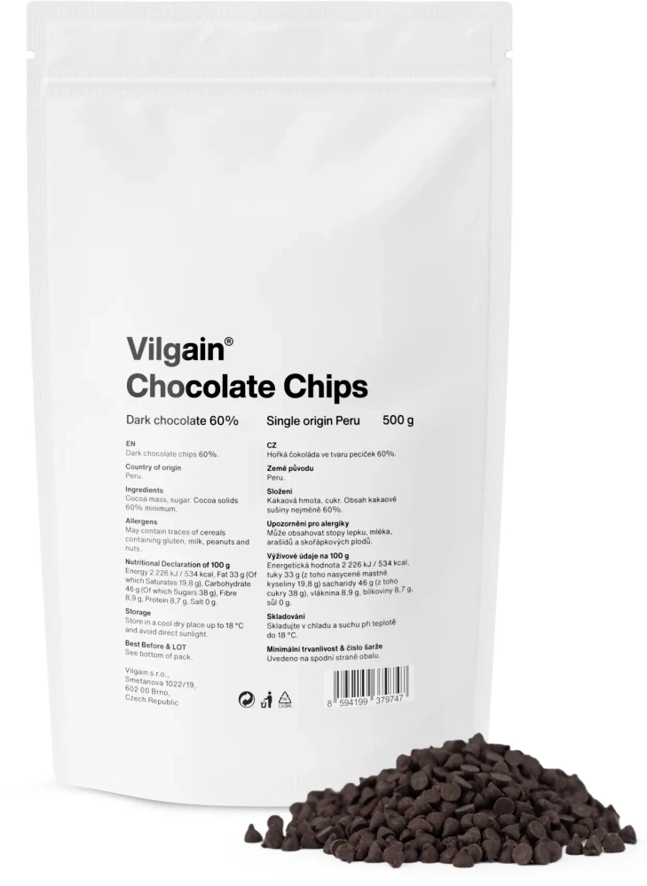 Vilgain Čokopecičky hořká čokoláda 500 g