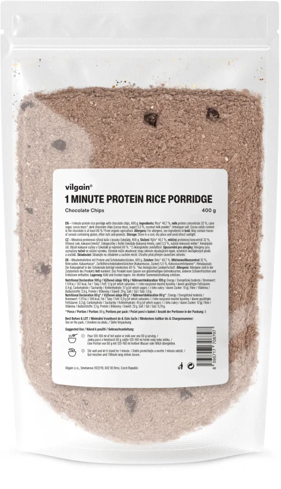 Vilgain Minutová proteinová rýžová kaše chocolate chip 400 g