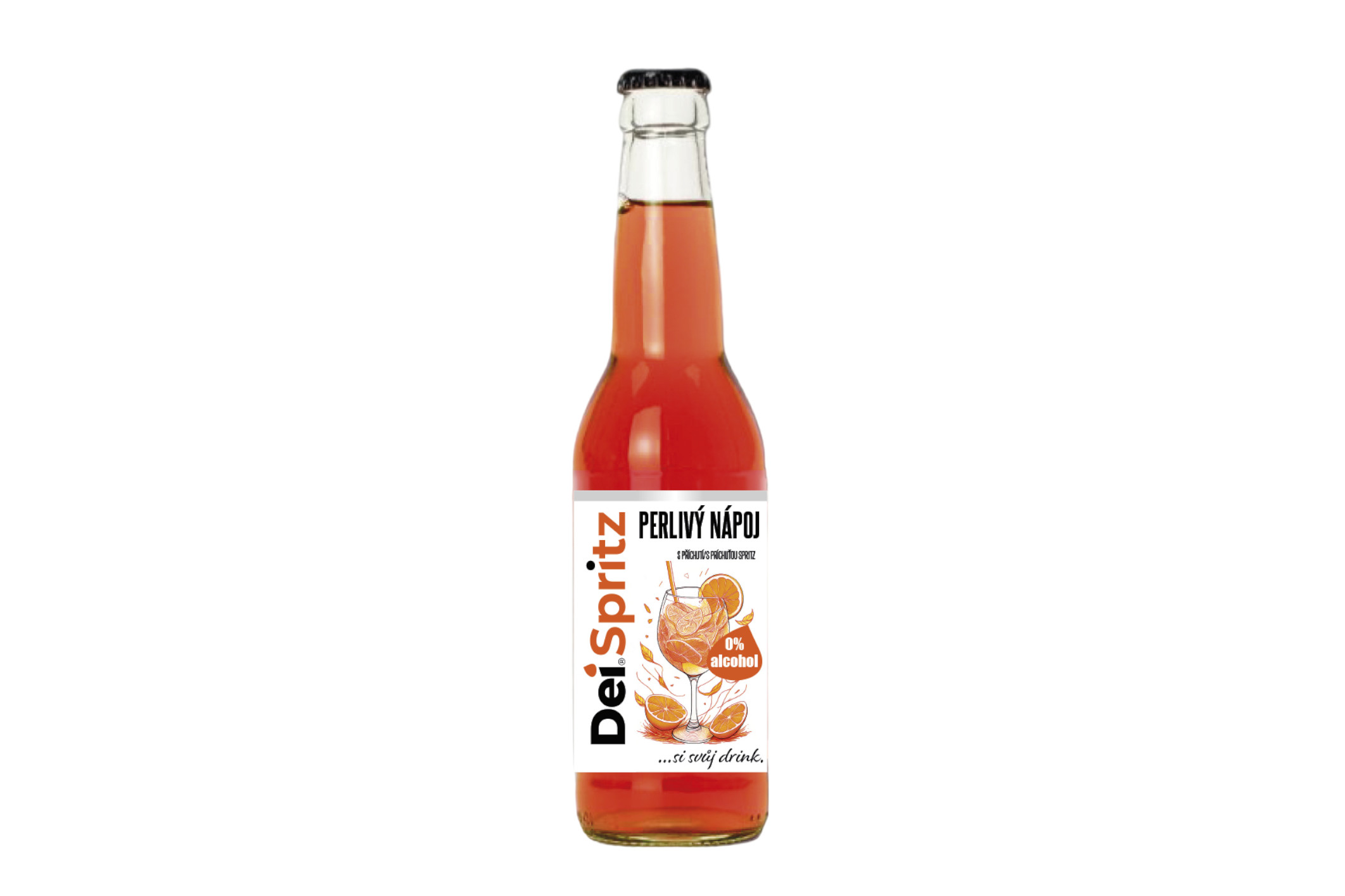 Nealkoholický perlivý nápoj s příchutí SPRITZ - sklo - DEI 330ml