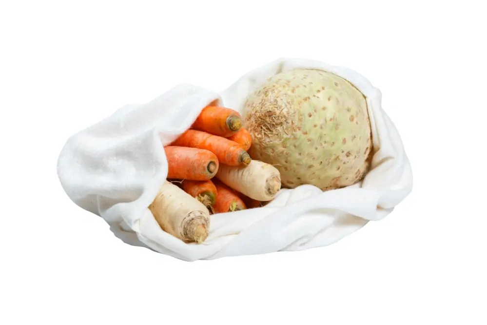 Kapsa na uchovávání zeleniny z bambusu a biobavlny – velká (47,5 × 47,5 cm) (1 ks)