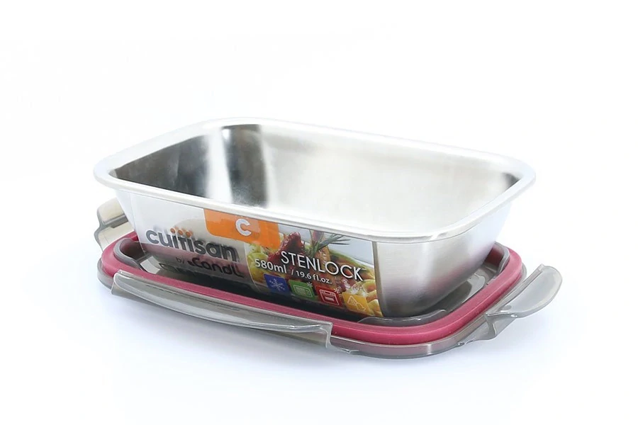 Nerezová obdélníková dóza na potraviny, 580 ml