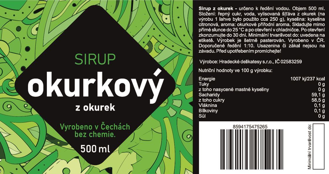 Letní okurkový sirup, 500 ml
