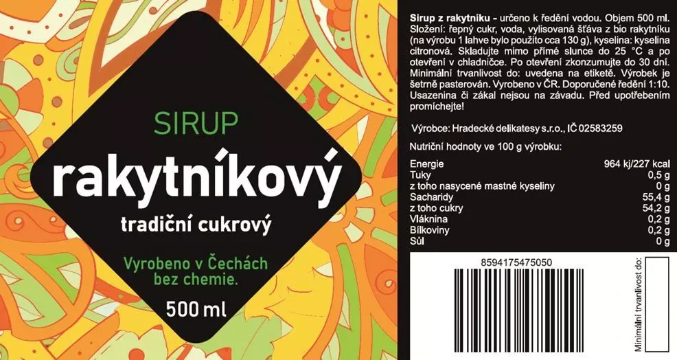 Rakytníkový sirup, 500 ml
