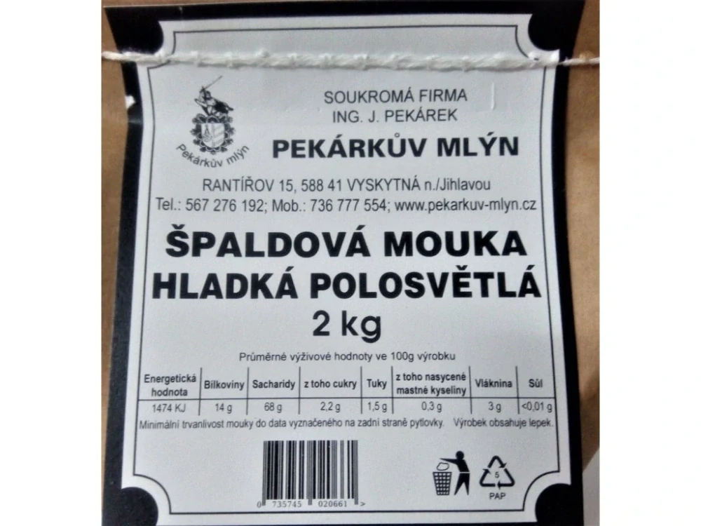 Pekárkova mouka pšeničná hladká supersvětlá 2kg