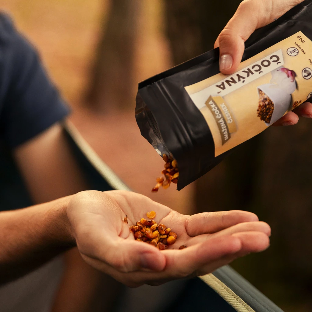 Křupavý snack - smažená čočka s česnekem, 100 g